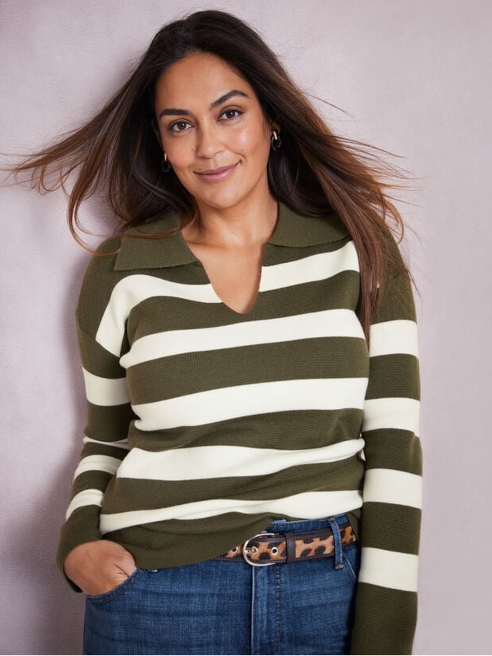 Talbots Milano Stitch Johnny Collar Sweater in Deep Moss Ivory, Size 1X, NWT